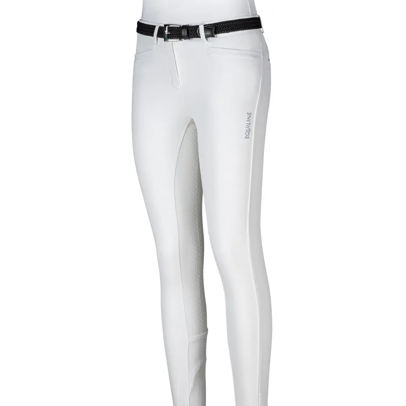 Equiline Jaklink Full Grip Junior Girls Competition Breeches - White