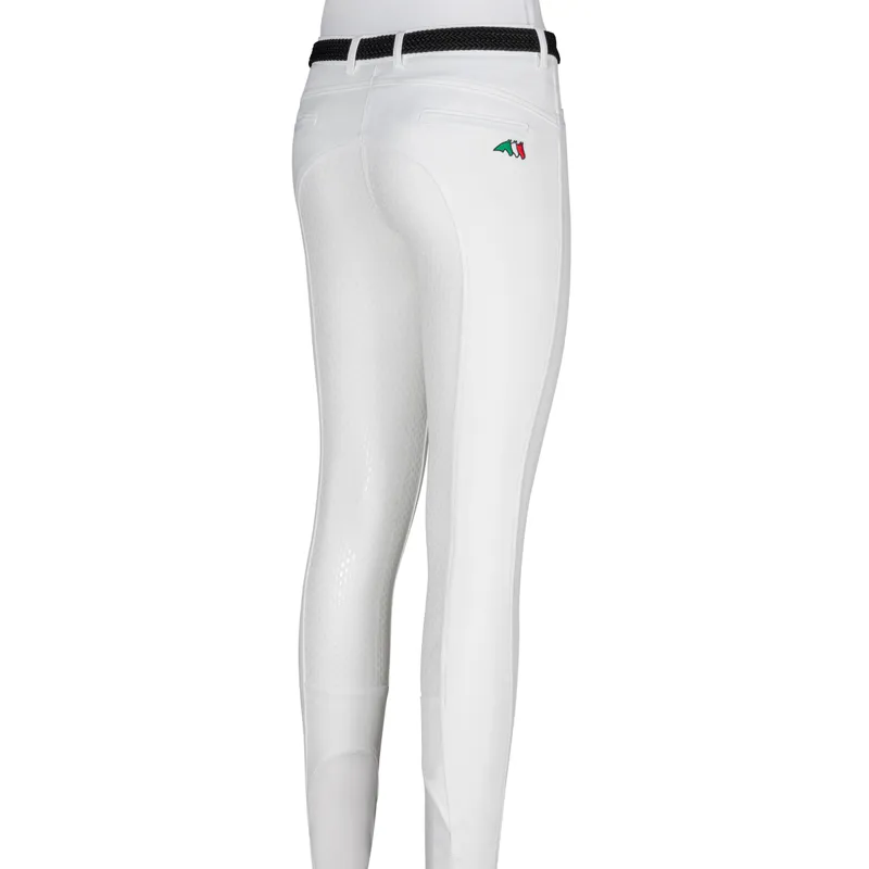 Equiline Jaklink Full Grip Junior Girls Competition Breeches - White-1