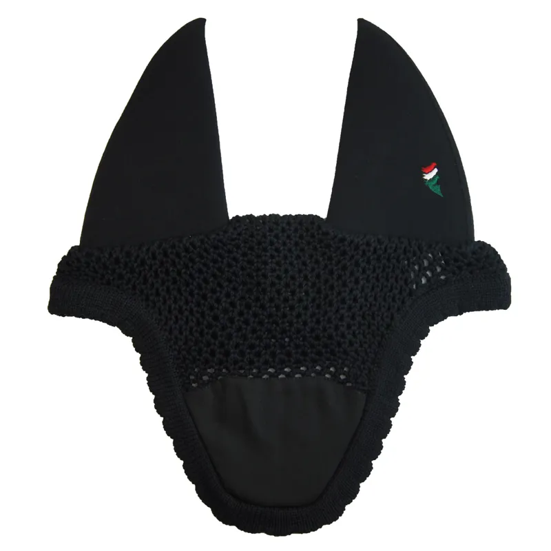 Equiline Gerald Soundless Ear Net with Embroidery Patch - Black
