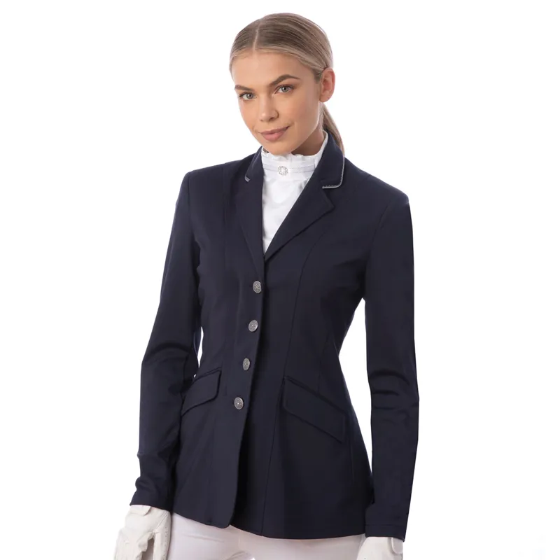 Equetech Jersey Deluxe Ladies Show Jacket - Navy/Silver-1