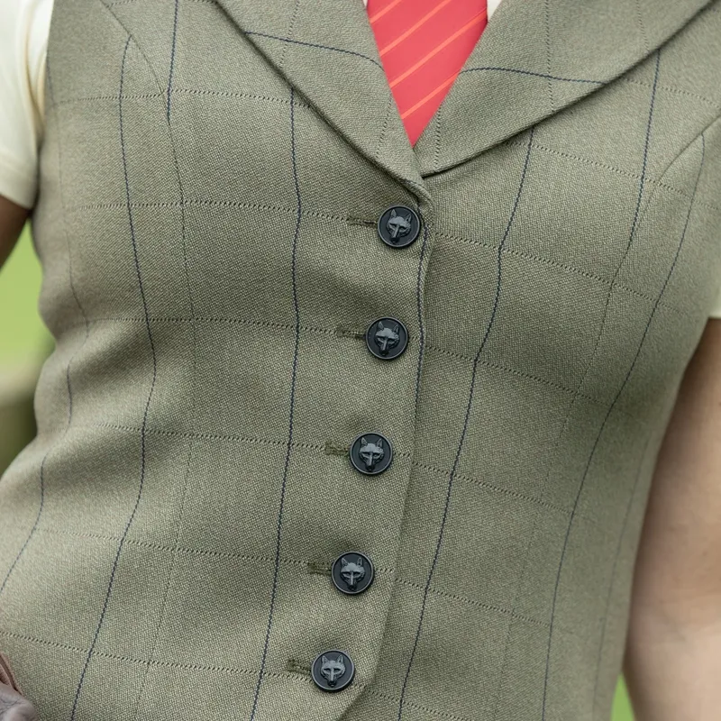 Equetech Bellingham Deluxe Womens Tweed Show Waistcoat - Green-1