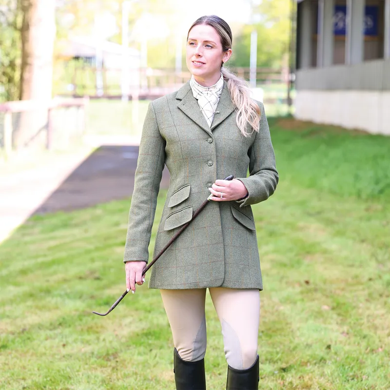 Equetech Claydon Beaufort Womens Tweed Show Jacket - Green-4