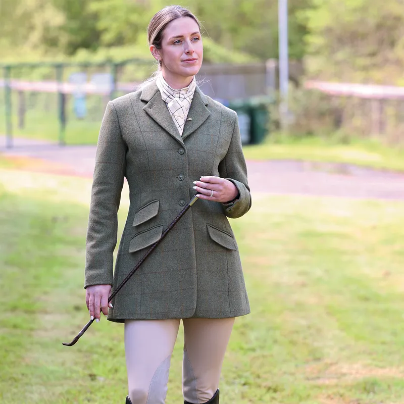Equetech Claydon Beaufort Womens Tweed Show Jacket - Green-1