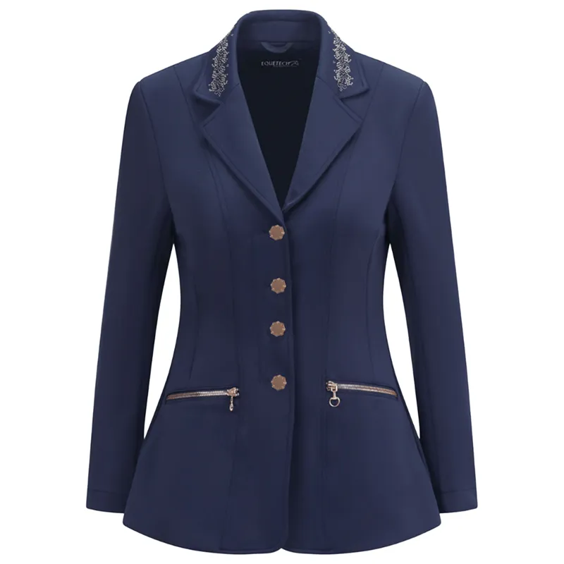 Equetech Crystal Showerproof Junior Show Jacket - Navy/Rose Gold