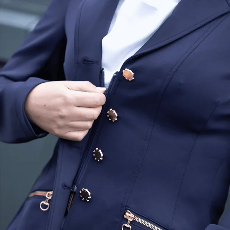 Equetech Crystal Showerproof Ladies Show Jacket - Navy/Rose Gold-3