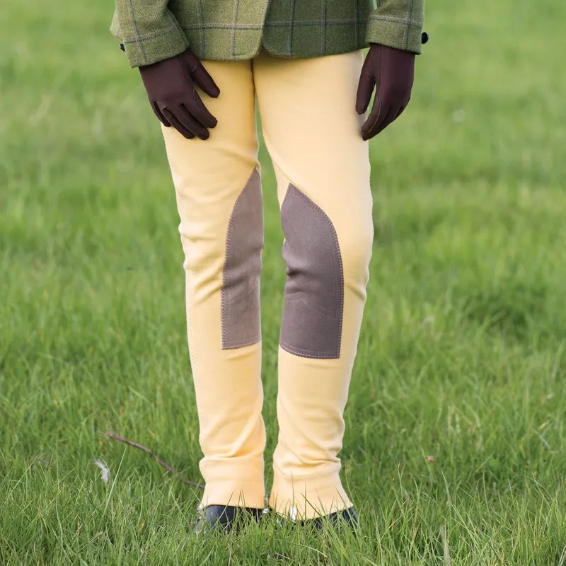 Equetech Deluxe Prima Knee Patch Junior Competition Jodhpurs - Canary-1