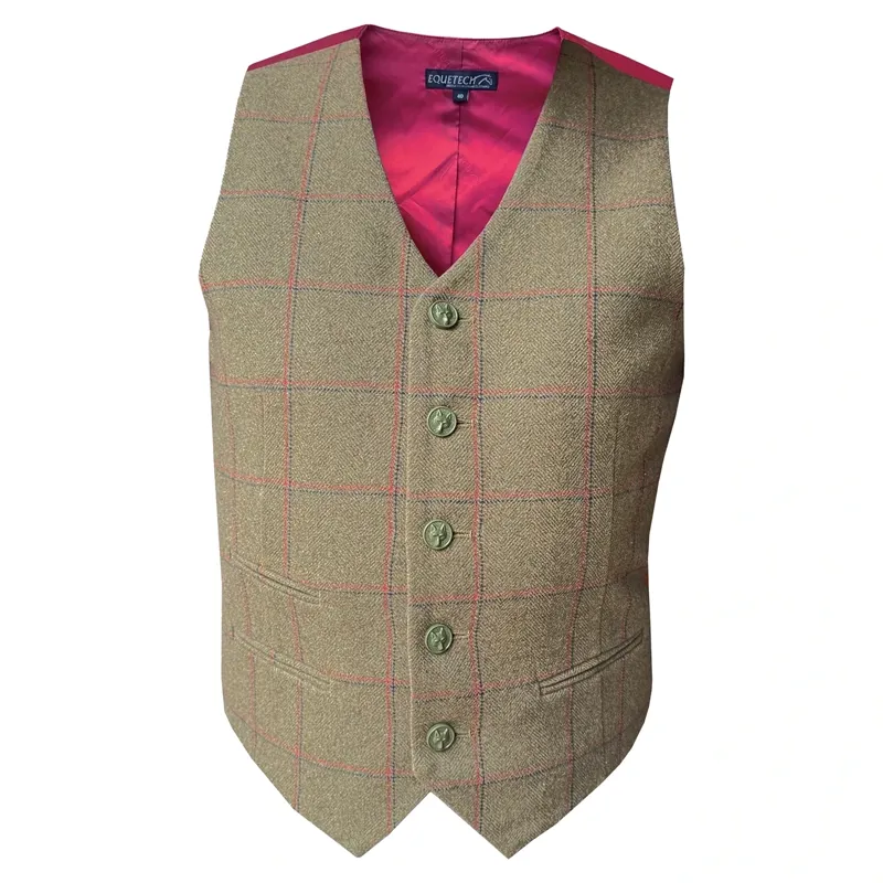 Equetech Launton Mens Tweed Show Waistcoat - Launton Green-1
