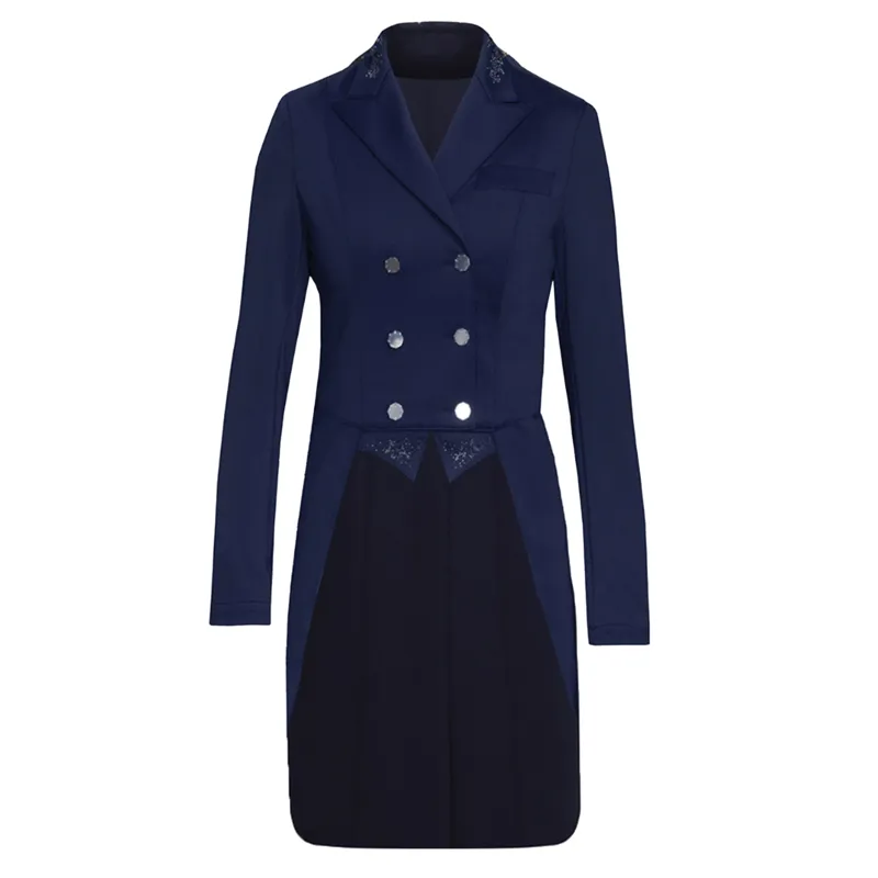 Equetech Premiere Crystal Ladies Dressage Tails - Navy/Silver