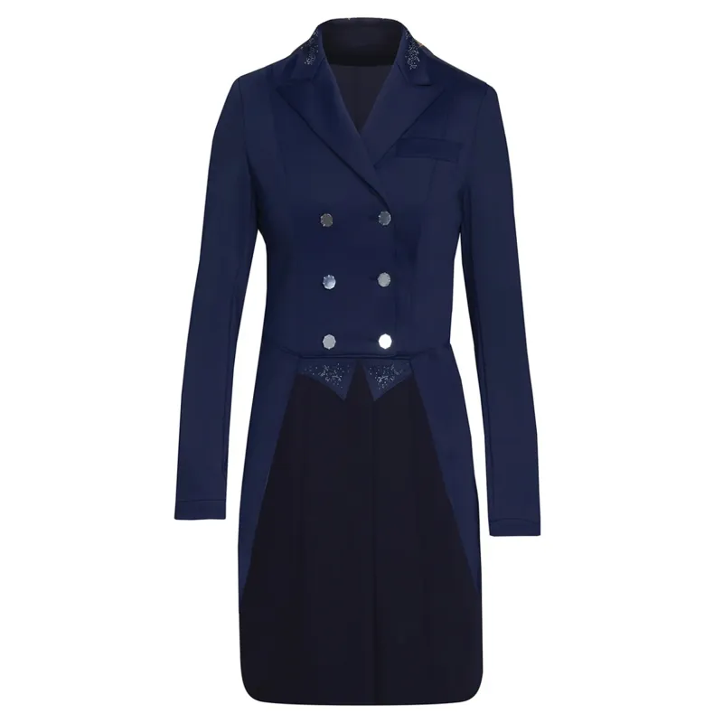 Equetech Premiere Crystal Ladies Dressage Tails - Navy/Silver