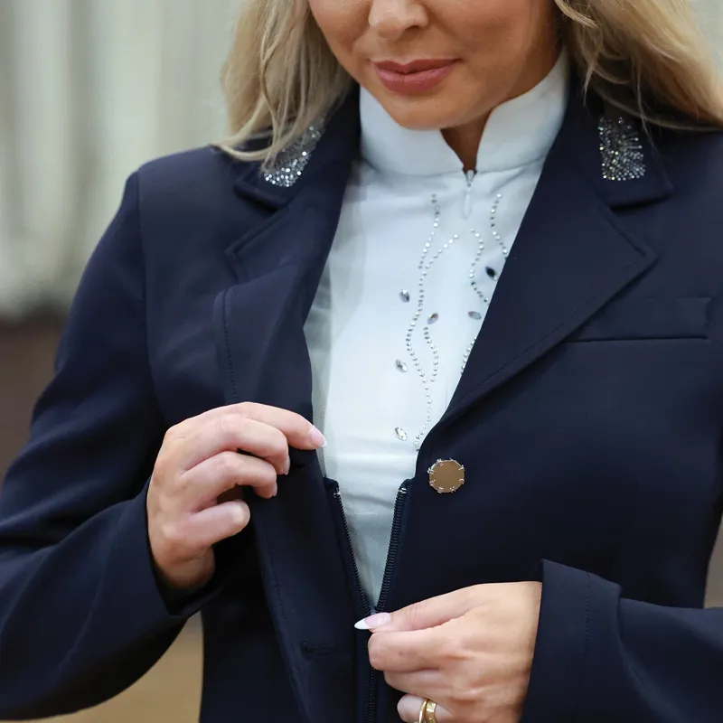 Equetech Crystal Cut-Away Womens Dressage Show Jacket - Navy-3