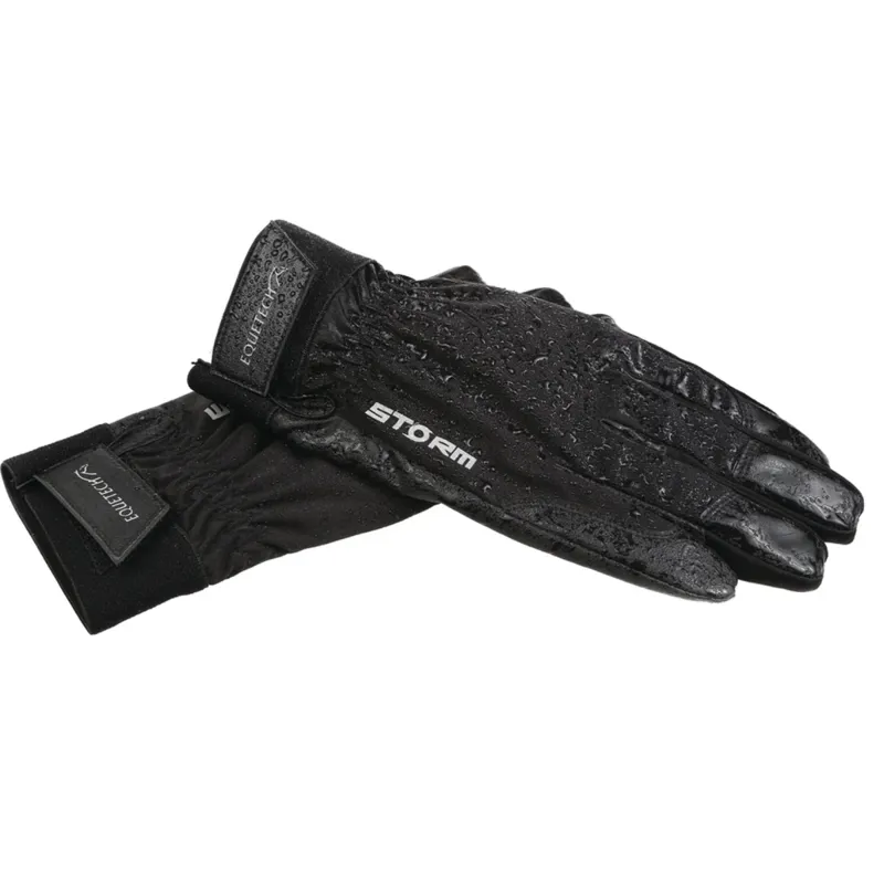 Equetech Storm Waterproof Adults Riding Gloves - Black-1