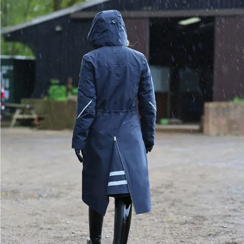 Equetech Utopia Luxe Womens Long Waterproof Riding Coat - Navy-1