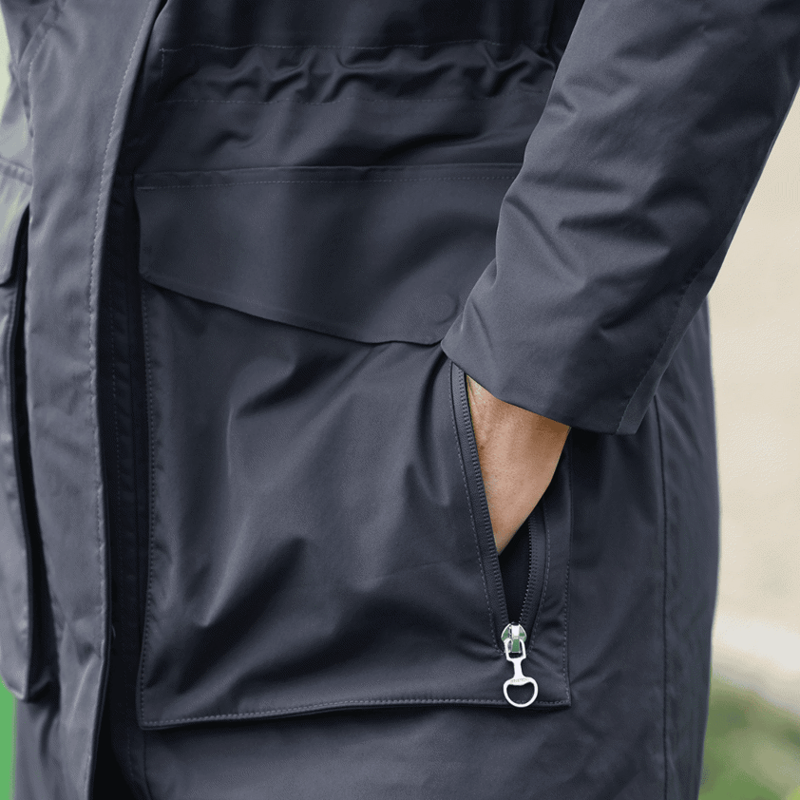 Equetech Utopia Luxe Womens Long Waterproof Riding Coat - Navy-4