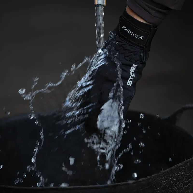 Equetech Storm Waterproof Adults Riding Gloves - Black-2