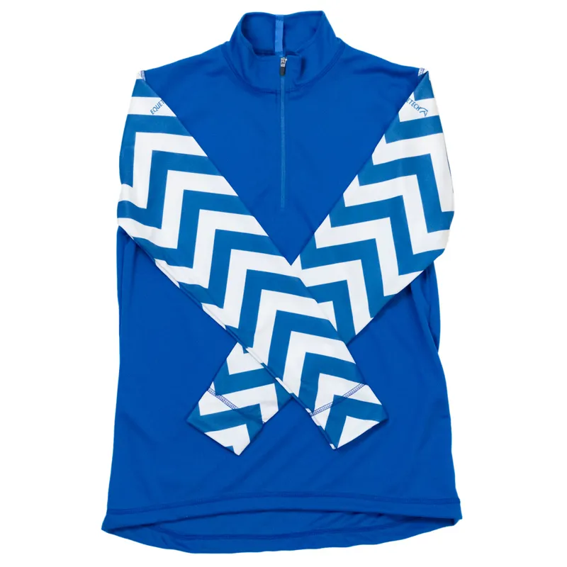 Equetech Airflow Junior Cross Country Top - Royal/White Chevrons