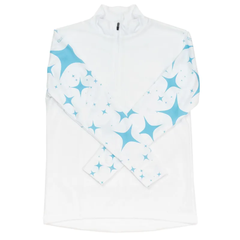 Equetech Airflow Junior Cross Country Top - White/Light Blue Starburst