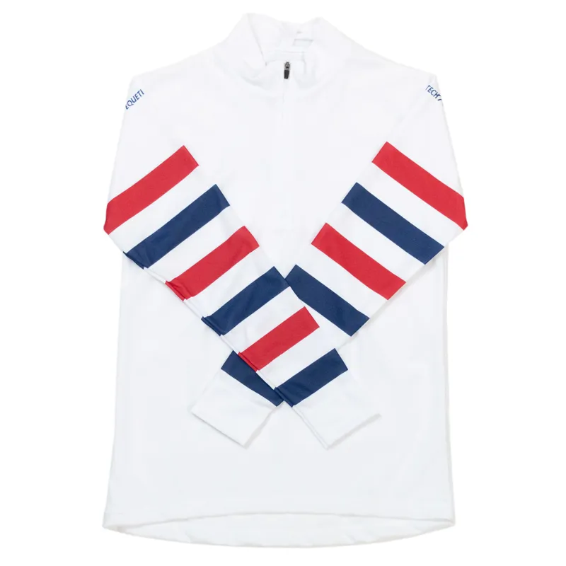 Equetech Airflow Junior Cross Country Top - White/Red and Navy Stripes