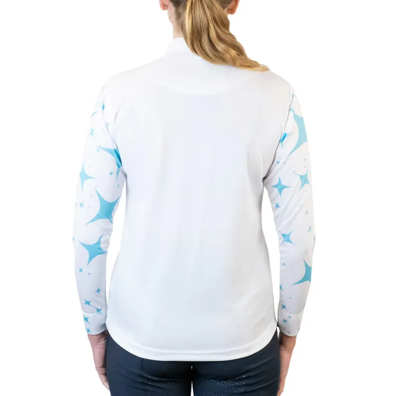 Equetech Airflow Ladies Cross Country Top - White/Light Blue Starburst-1