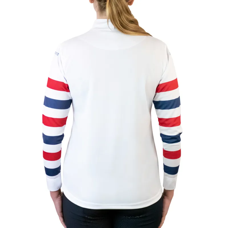 Equetech Airflow Ladies Cross Country Top - White/Red Navy Stripes-1