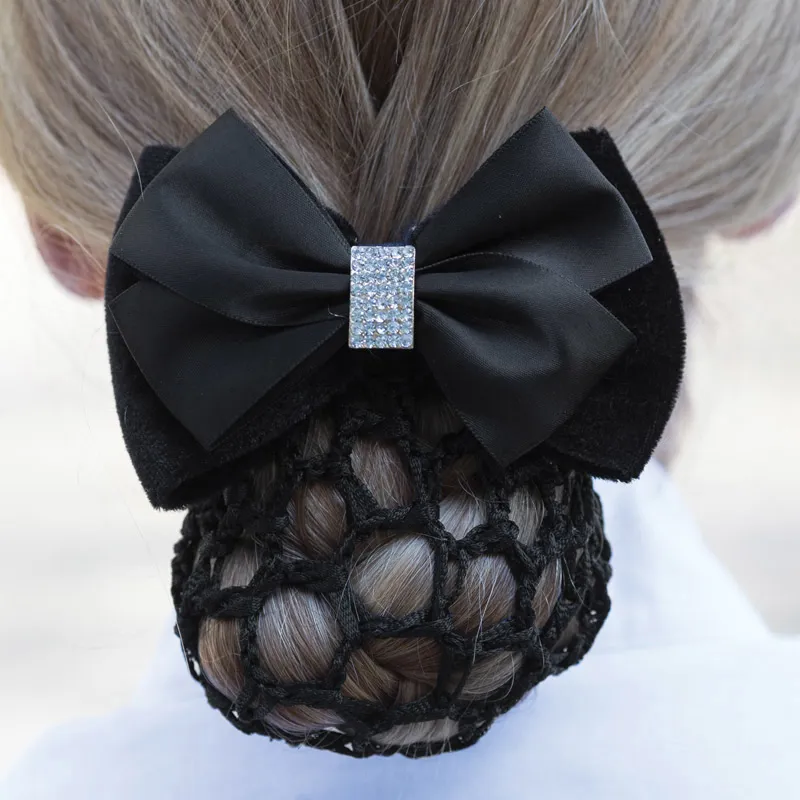 Equetech Crystal Dressage Bow and Hairnet - Black