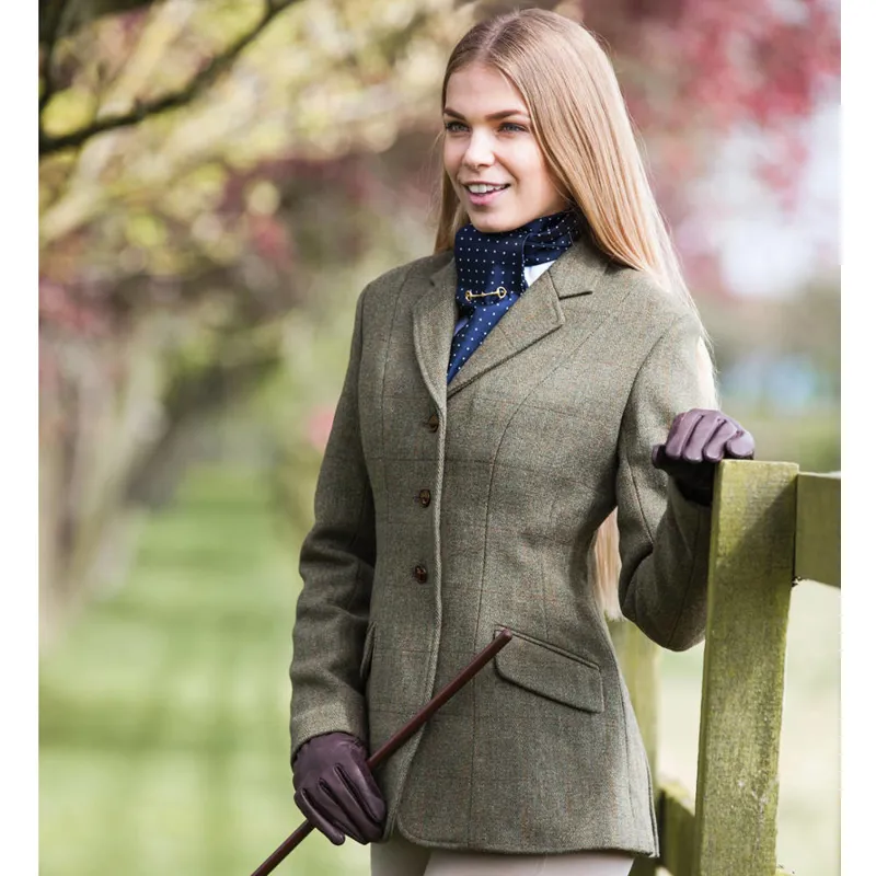 Equetech Claydon Tweed Ladies Show Jacket - Green-1