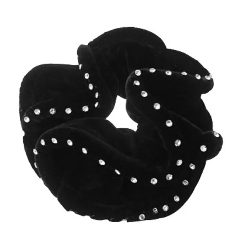 Equetech Diamante Crystal Velvet Scrunchie - Black