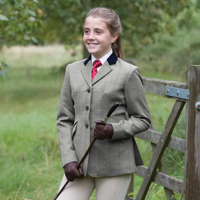 Equetech Foxbury Deluxe Tweed Junior Show Jacket - Olive-1