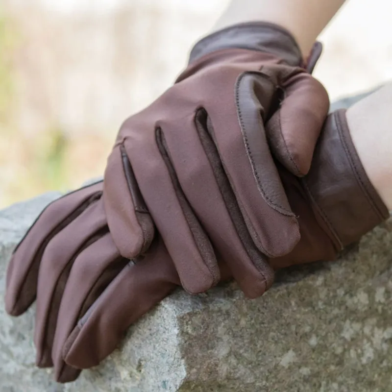 Equetech Stretch Adults Show Gloves - Brown