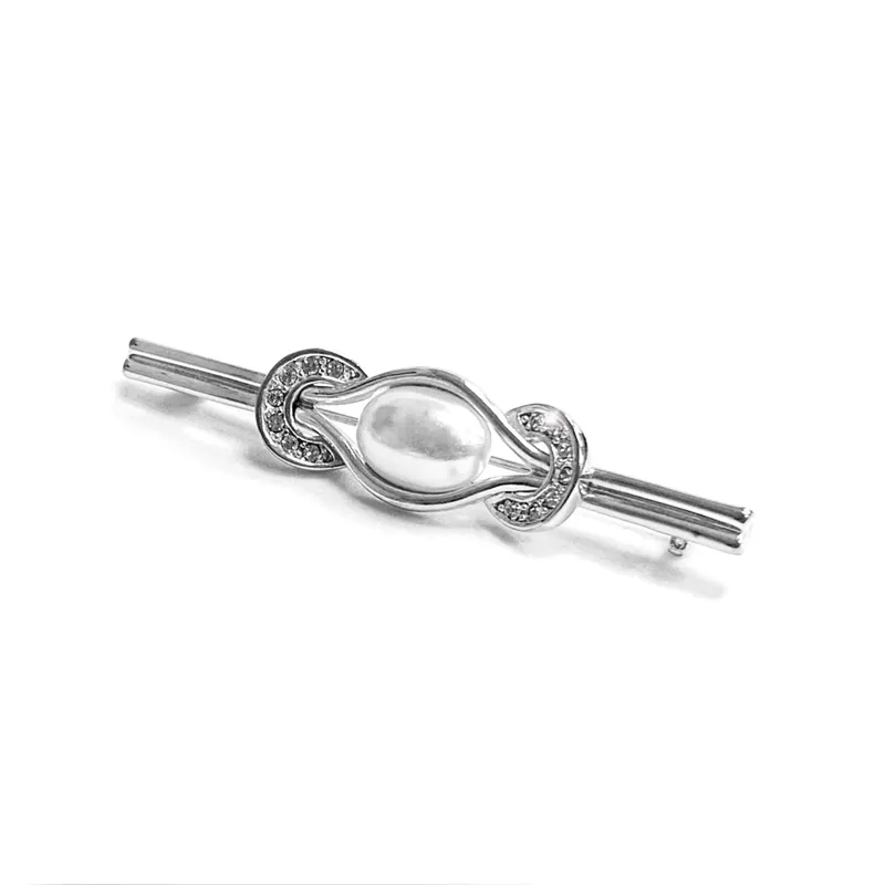 Equetech Pearl and Horseshoes Stock Pin - Silver