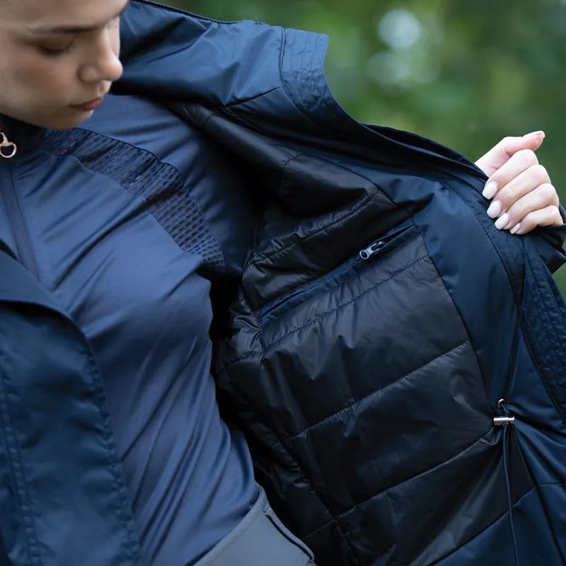 Equetech Hydro Rider Waterproof Ladies Long Jacket - Navy-4