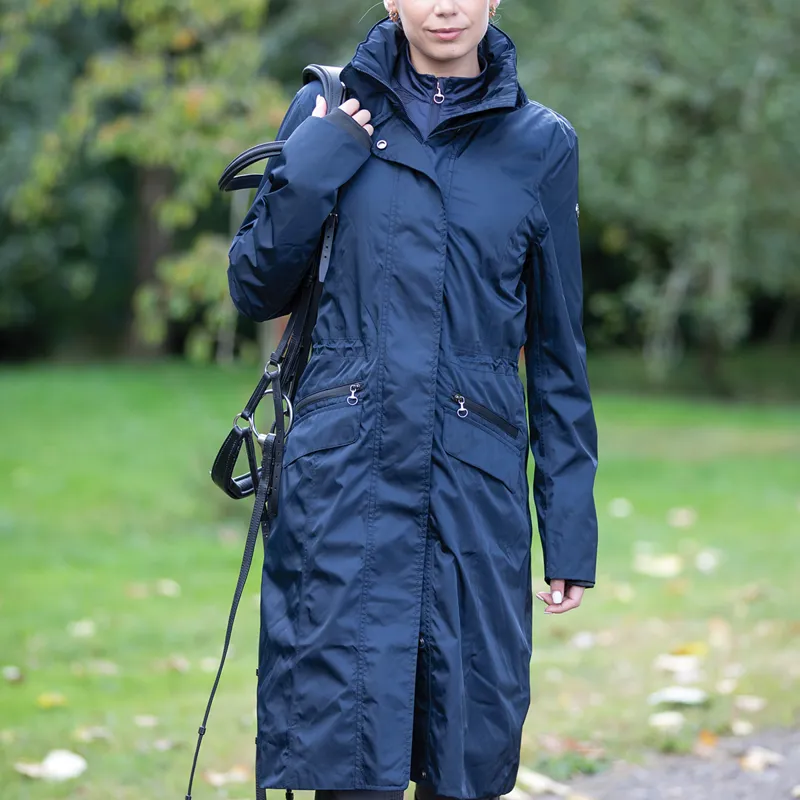 Equetech Hydro Rider Waterproof Ladies Long Jacket - Navy-6
