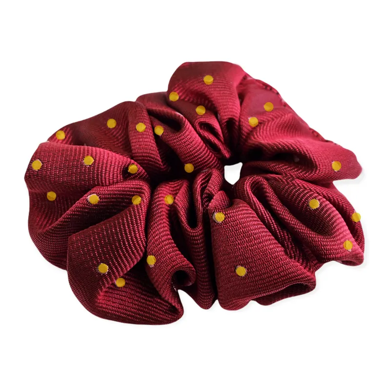 Equetech Polka Dot Show Scrunchie - Burgundy/Canary Gold