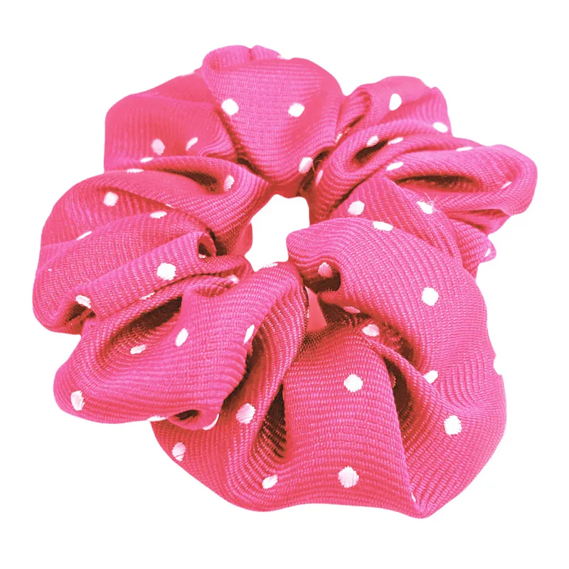 Equetech Polka Dot Show Scrunchie - Fuchsia/White