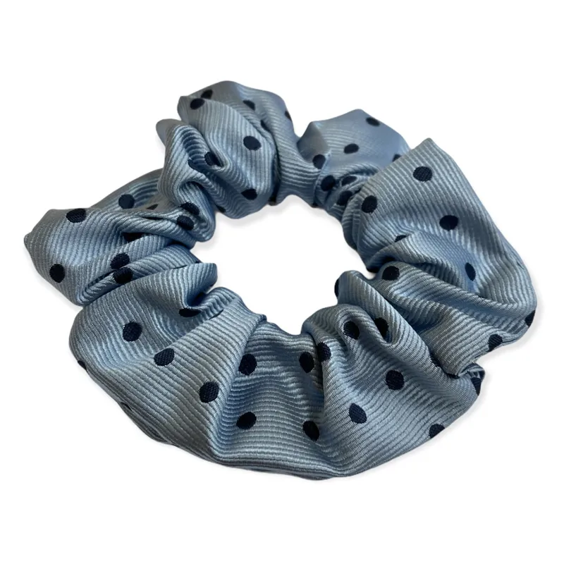 Equetech Polka Dot Show Scrunchie - Light Blue/Navy