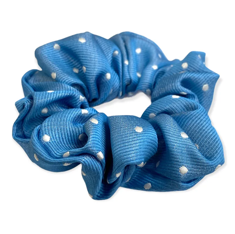 Equetech Polka Dot Show Scrunchie - Light Blue/White
