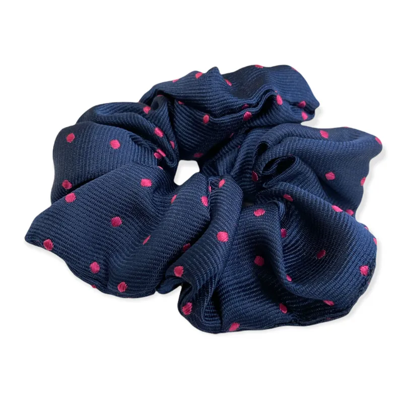 Equetech Polka Dot Show Scrunchie - Navy/Cerise