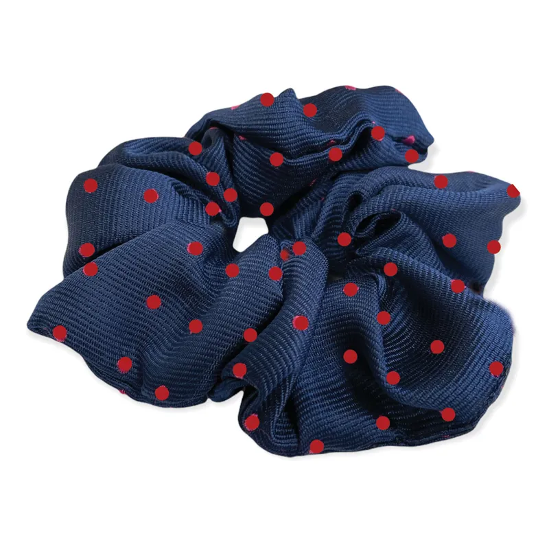 Equetech Polka Dot Show Scrunchie - Navy/Red