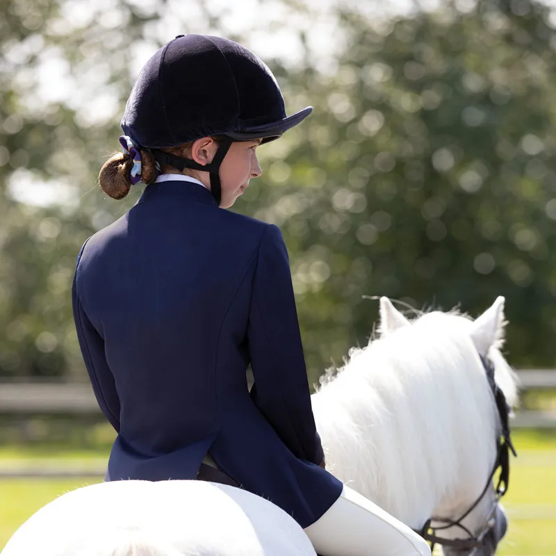 Equetech Jersey Deluxe Junior Girls Show Jacket - Navy-2