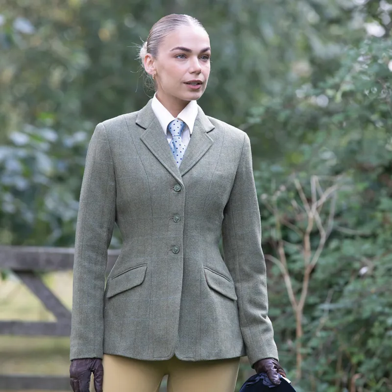 Equetech Thornborough Classic Tweed Ladies Competition Jacket - Green-2