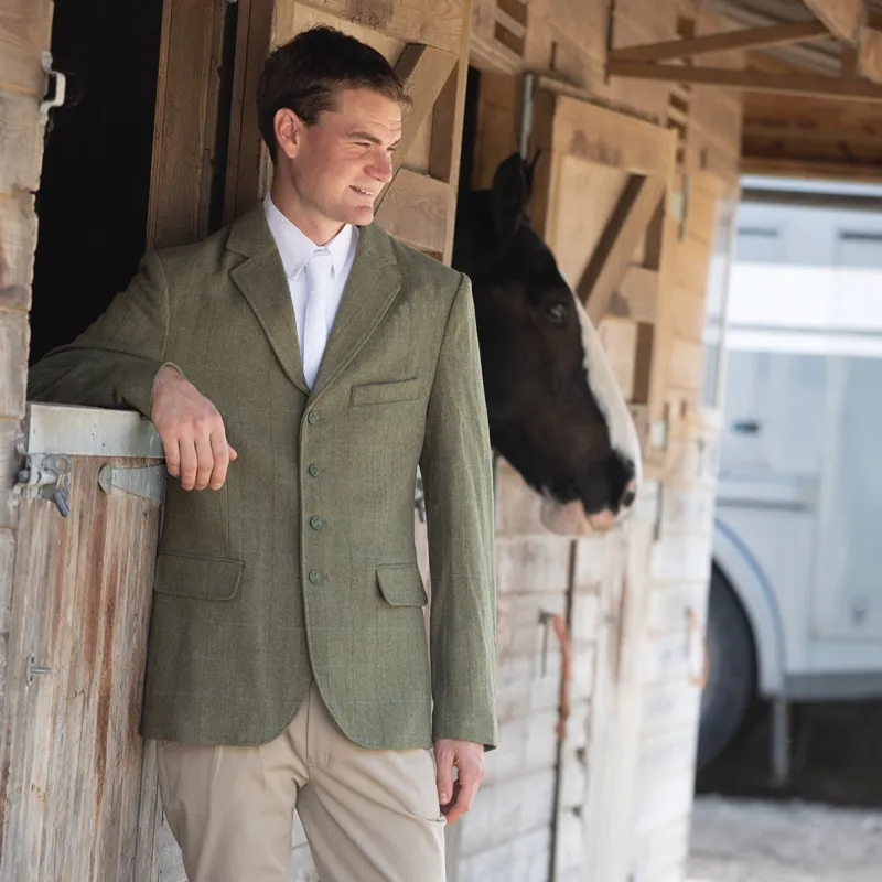 Equetech Thornborough Classic Tweed Mens Competition Jacket - Green-2
