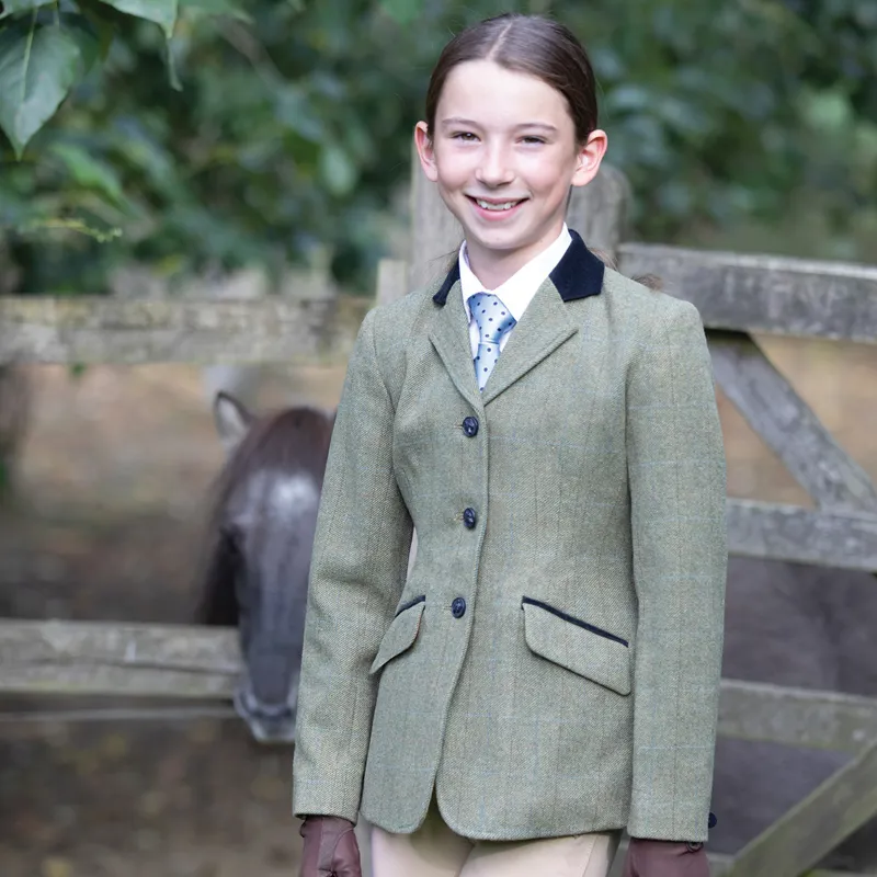 Equetech Thornborough Deluxe Tweed Junior Show Jacket - Green-1
