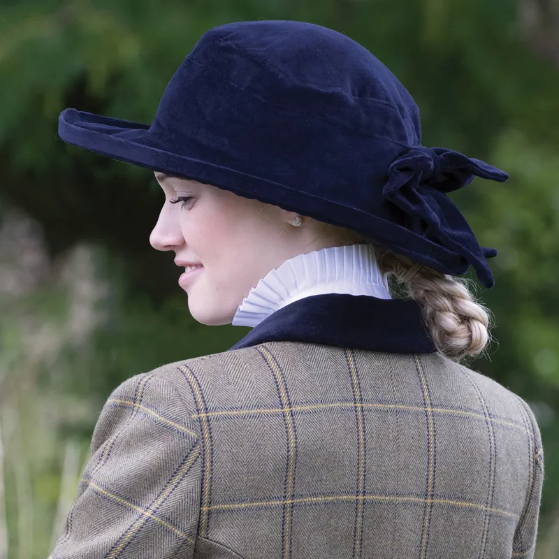 Equetech Velvet Show Hat with Bow - French Navy-1