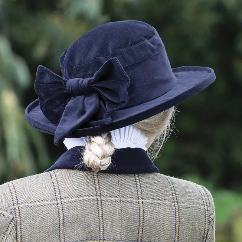 Equetech Velvet Show Hat with Bow - French Navy