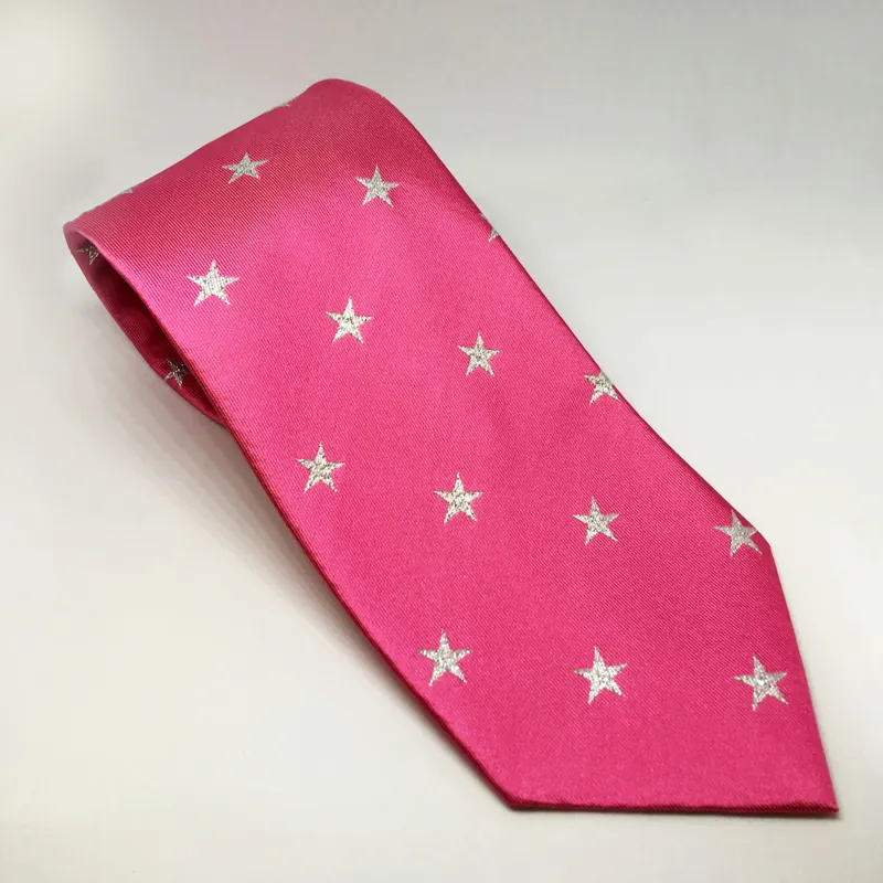 Equetech Stars Adult Show Tie - Fuchsia/Silver