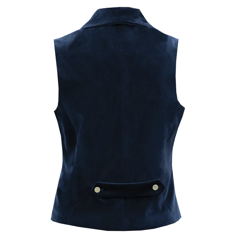 Equetech Velvet Lapel Ladies Show Waistcoat - Navy-2