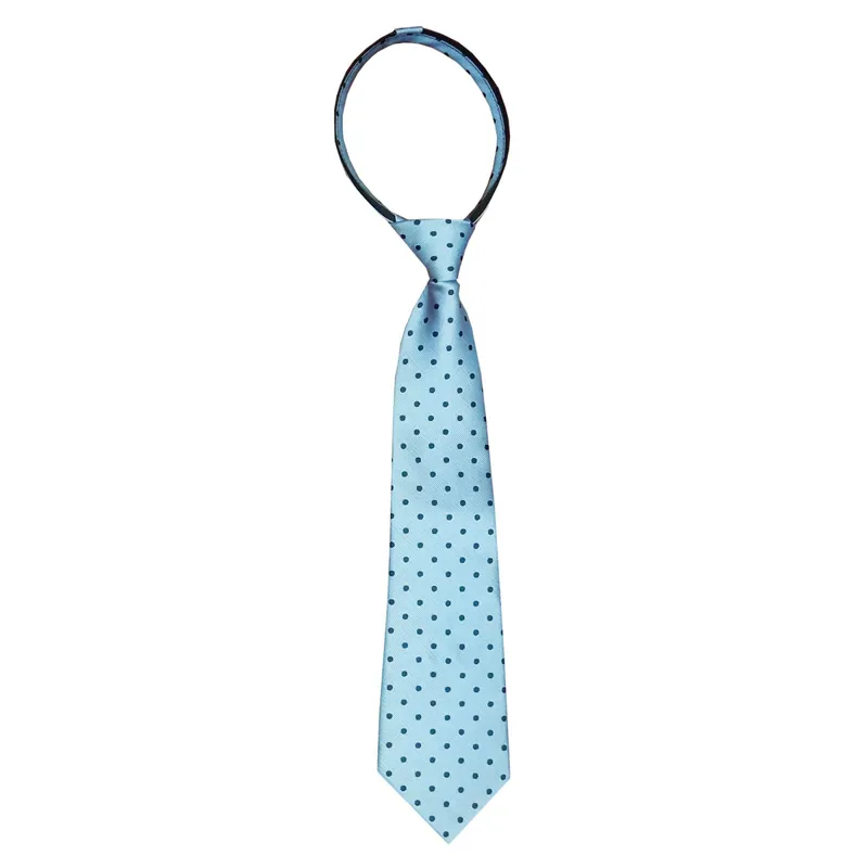 Equetech Polka Dot Junior Zipper Show Tie - Light Blue/Navy