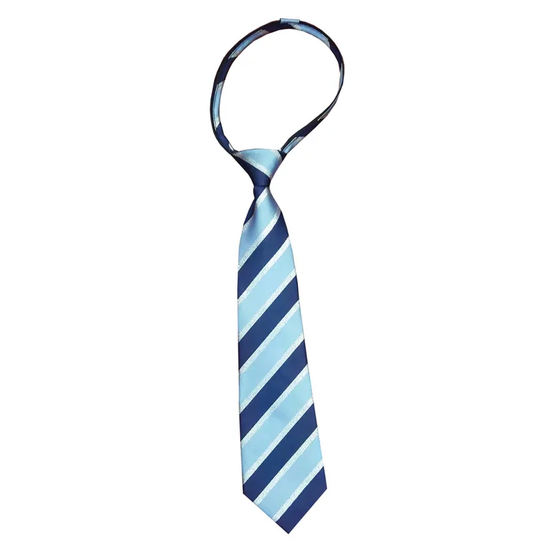 Equetech Lurex Stripe Adults Zipper Show Tie - Navy/Light Blue