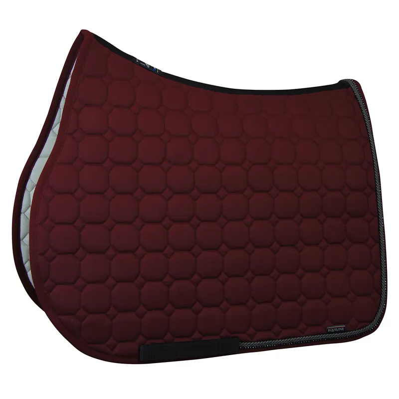 Equiline Octagon Custom Saddlecloth - Burgundy/Grey/Black Crystal