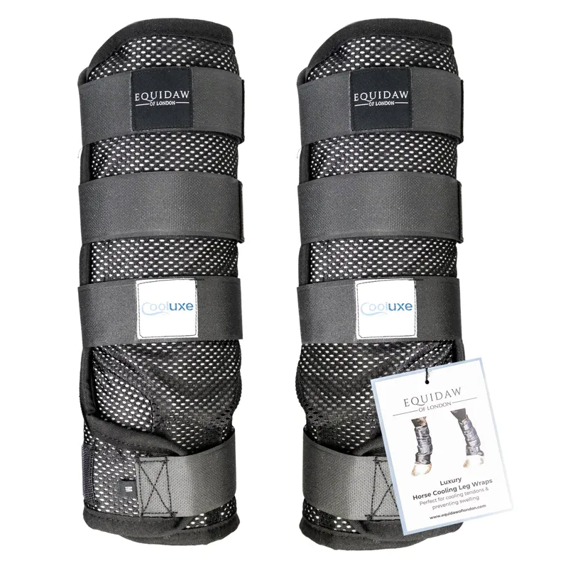 Equidaw of London Luxury Horse Cooling Leg Wraps - Black-6
