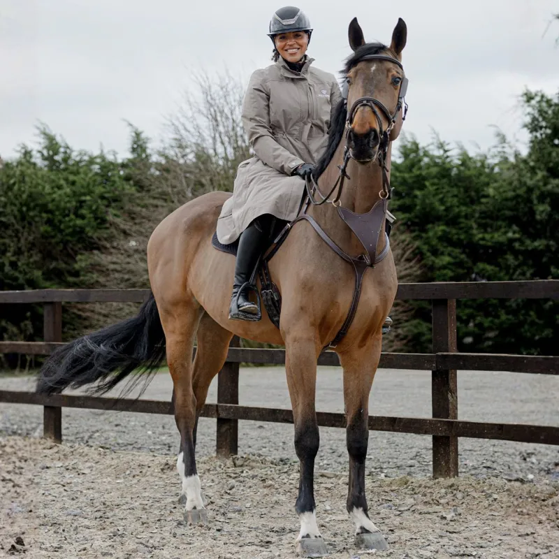 EQUIDRY Aura Womens Waterproof Long Riding Coat - Taupe-1